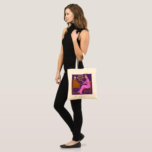 Vraag me naar mijn boekenart Deco Lady Auteur Tote Bag (Voorkant (model))