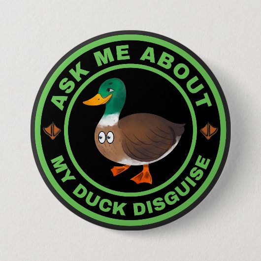 Vraag me naar mijn eenden vermomming ronde button 7,6 cm (Voorkant)