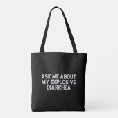 Vraag me naar mijn explosieve diarree Funny Tote Bag (Achterkant)