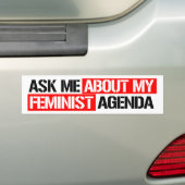 Vraag me naar mijn feministische agenda - Feminist Bumpersticker (Op auto)