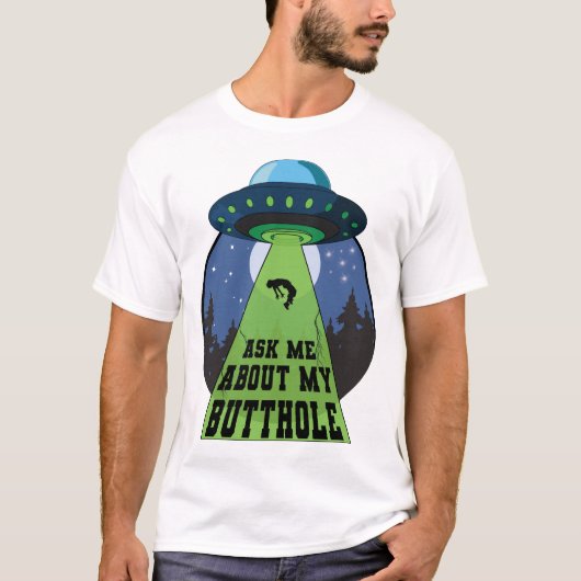 Vraag me naar mijn Funny Alien Abduction UFO T-shirt (Voorkant)