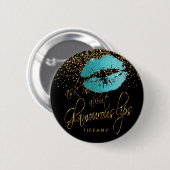 Vraag me naar mijn glamoureuze lippen - Blauwgroen Ronde Button 5,7 Cm (Voorkant /achterkant)