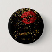 Vraag me naar mijn glamoureuze lippen - Rood Ronde Button 5,7 Cm (Voorkant)