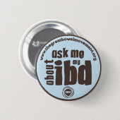 Vraag me naar mijn IBD-Button - Blauw Ronde Button 5,7 Cm (Voorkant /achterkant)