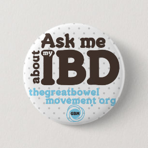 Vraag me naar mijn IBD-Button - Stippen Ronde Button 5,7 Cm