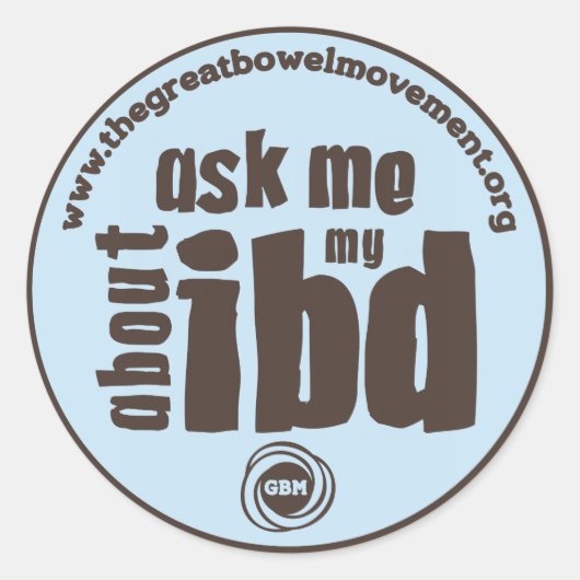 Vraag me naar mijn IBD-sticker - Blauw Ronde Sticker (Voorkant)