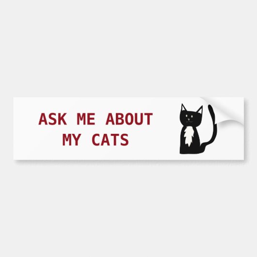 Vraag me naar mijn katten Tuxedo Cat Bumpersticker (Voorkant)