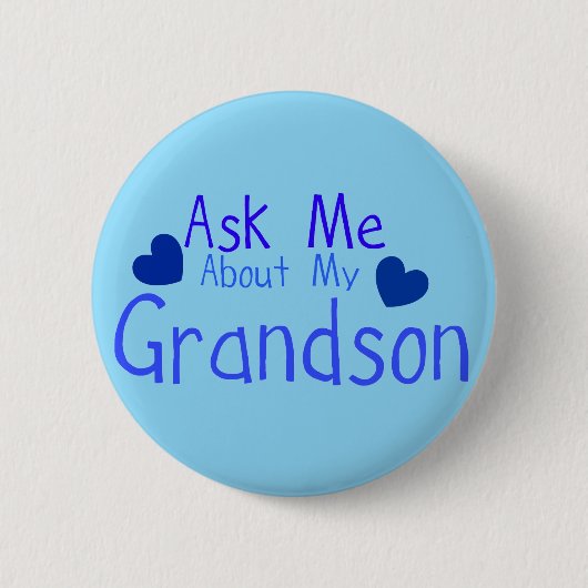Vraag me naar mijn kleinzoon. ronde button 5,7 cm (Voorkant)