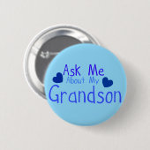 Vraag me naar mijn kleinzoon. ronde button 5,7 cm (Voorkant /achterkant)