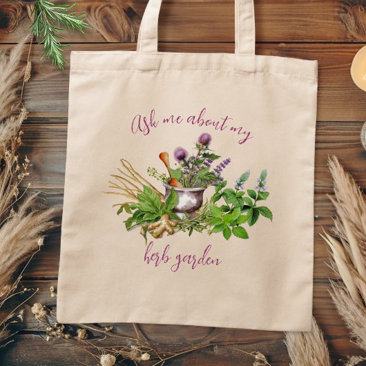 Vraag me naar mijn kruidentuin tote bag