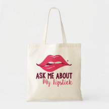 Vraag me naar mijn lippenstift Canvas tas