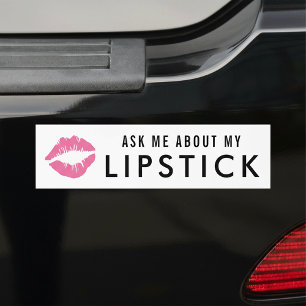 Vraag me naar mijn lippenstift Lip Product Distr Bumpersticker