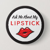 Vraag me naar mijn lippenverdeler Red Kiss Ronde Button 7,6 Cm (Voorkant)