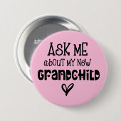 Vraag me naar mijn nieuwe roze Button voor kleinki (Voorkant /achterkant)