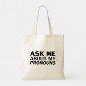 Vraag me naar mijn Pronouns black moderne typograf Tote Bag (Achterkant)