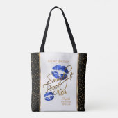 Vraag me naar mijn slipprooflips - blauw tote bag (Achterkant)
