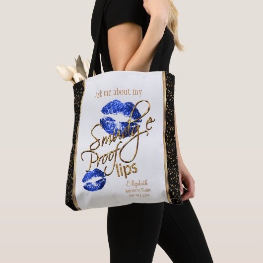 Vraag me naar mijn slipprooflips - blauw tote bag (Dichtbij)