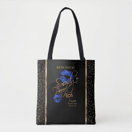Vraag me naar mijn slipprooflips - blauw tote bag (Voorkant)