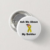 Vraag me naar mijn soldaat ronde button 3,2 cm (Voorkant /achterkant)