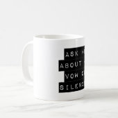 Vraag me naar mijn stem van stilte koffiemok (Voorkant links)