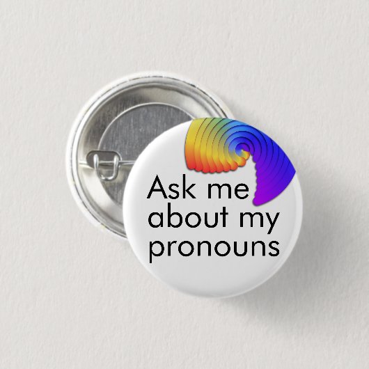 Vraag me naar mijn voornaamwoorden ronde button 3,2 cm (Voorkant /achterkant)