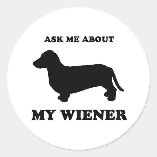Vraag me naar mijn wiener2 ronde sticker (Voorkant)