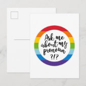 Vraag me naar m'n pronoun? briefkaart (Voorkant / Achterkant)