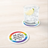 Vraag me naar m'n pronoun? ronde kartonnen onderzetter (Insitu)