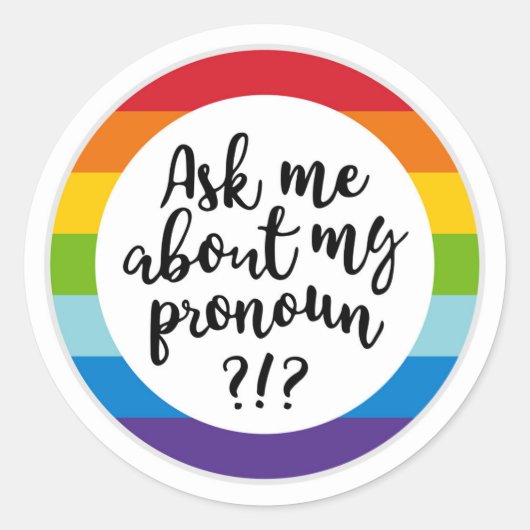 Vraag me naar m'n pronoun? ronde sticker (Voorkant)