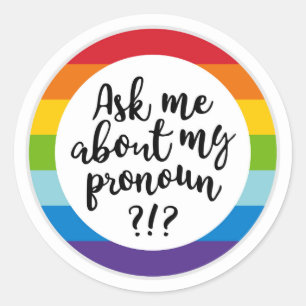 Vraag me naar m'n pronoun? ronde sticker