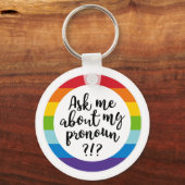 Vraag me naar m'n pronoun? sleutelhanger (Voorkant)