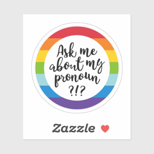 Vraag me naar m'n pronoun? sticker (Vel)