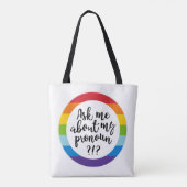 Vraag me naar m'n pronoun? tote bag (Achterkant)