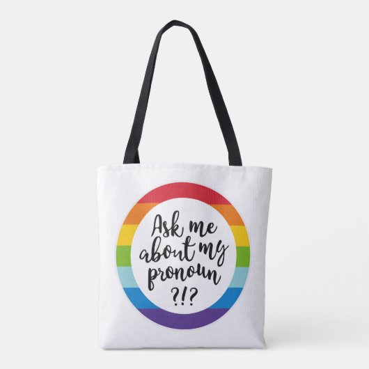 Vraag me naar m'n pronoun? tote bag (Achterkant)