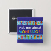 Vraag me naar MONTESSORI 2" Square Button (Voorkant /achterkant)