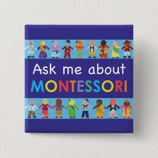Vraag me naar MONTESSORI 2" Square Button (Voorkant)
