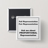 Vraag me naar Proportional Representation square Vierkante Button 5,1 Cm (Voorkant /achterkant)