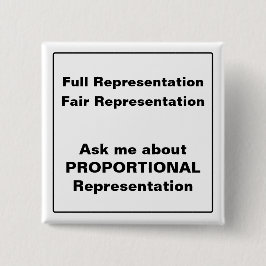 Vraag me naar Proportional Representation square Vierkante Button 5,1 Cm