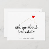 Vraag me naar Realstate Marketing Realty Briefkaart (Voorkant / Achterkant)