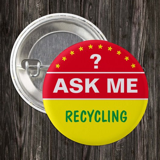 Vraag me naar RECYCLING - gepersonaliseerde tekst Ronde Button 3,2 Cm