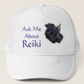 Vraag me naar Reiki Paars Roos Trucker Pet (Voorkant)
