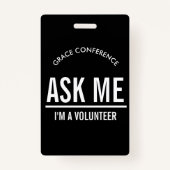 Vraag me of ik een vrijwilligersbadge ben badge (Achterkant)