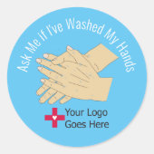 Vraag me of ik mijn handen heb gewassen ronde sticker (Voorkant)