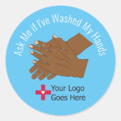 Vraag me of ik mijn handen heb gewassen ronde sticker (Voorkant)