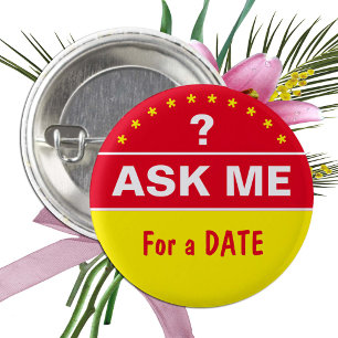 Vraag me om een DATUM - gepersonaliseerde tekst Ronde Button 3,2 Cm