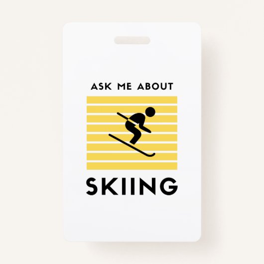 Vraag me om wintersport te skiën badge (Voorkant)