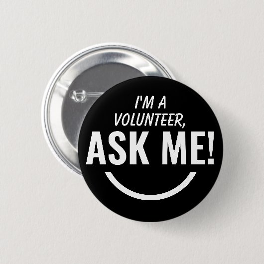 Vraag me om zwarte-vrijwilliger-badge Pinback Ronde Button 5,7 Cm (Voorkant /achterkant)
