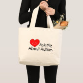 Vraag me over autisme (hart) grote tote bag (Voorkant (product))
