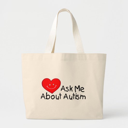 Vraag me over autisme (hart) grote tote bag (Voorkant)