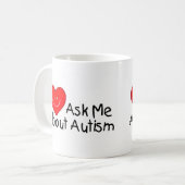 Vraag me over autisme (hart) koffiemok (Voorkant links)